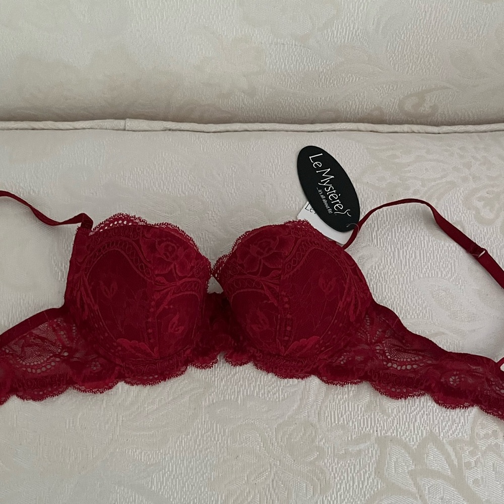 Le Mystere Rubyred floral lace lined and underwire. NWT